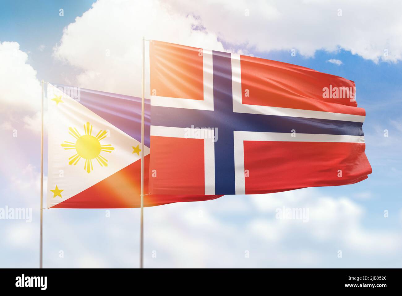 Sunny blue sky and flags of norway and philippines Stock Photo - Alamy