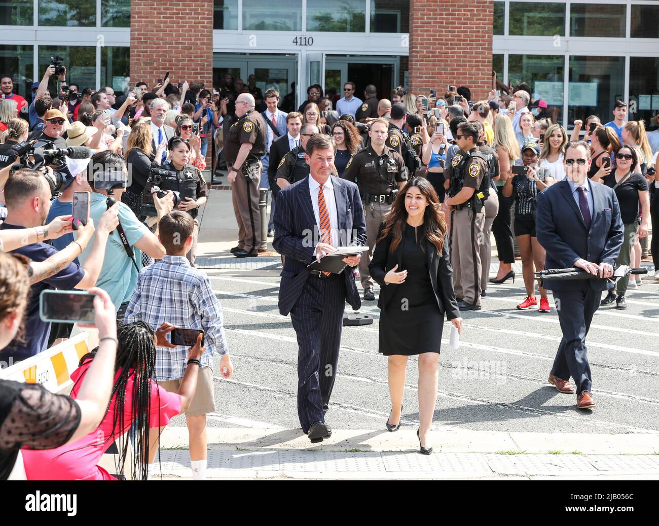 Fairfax, United States. 01st June, 2022. Ben Chew and Camille Vasquez, legal counsel for actor Johnny Depp depart the Fairfax County Courthouse to speak to the media after Winning a Defamation Case Against Amber Heard on Wednesday June 1, 2022. Johnny Depp was awarded 15 million dollars in the verdict of the Defamation case against actress Amber Heard. Photo by Jemal Countess/UPI Credit: UPI/Alamy Live News Stock Photo