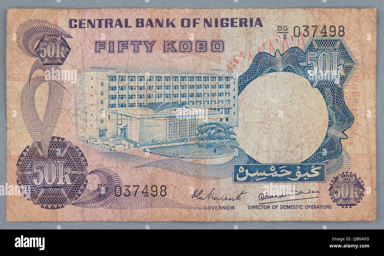 Banknote Na 50 Kobo, Central Bank Of Nigeria, Nigeria, B.r. (1973 1978