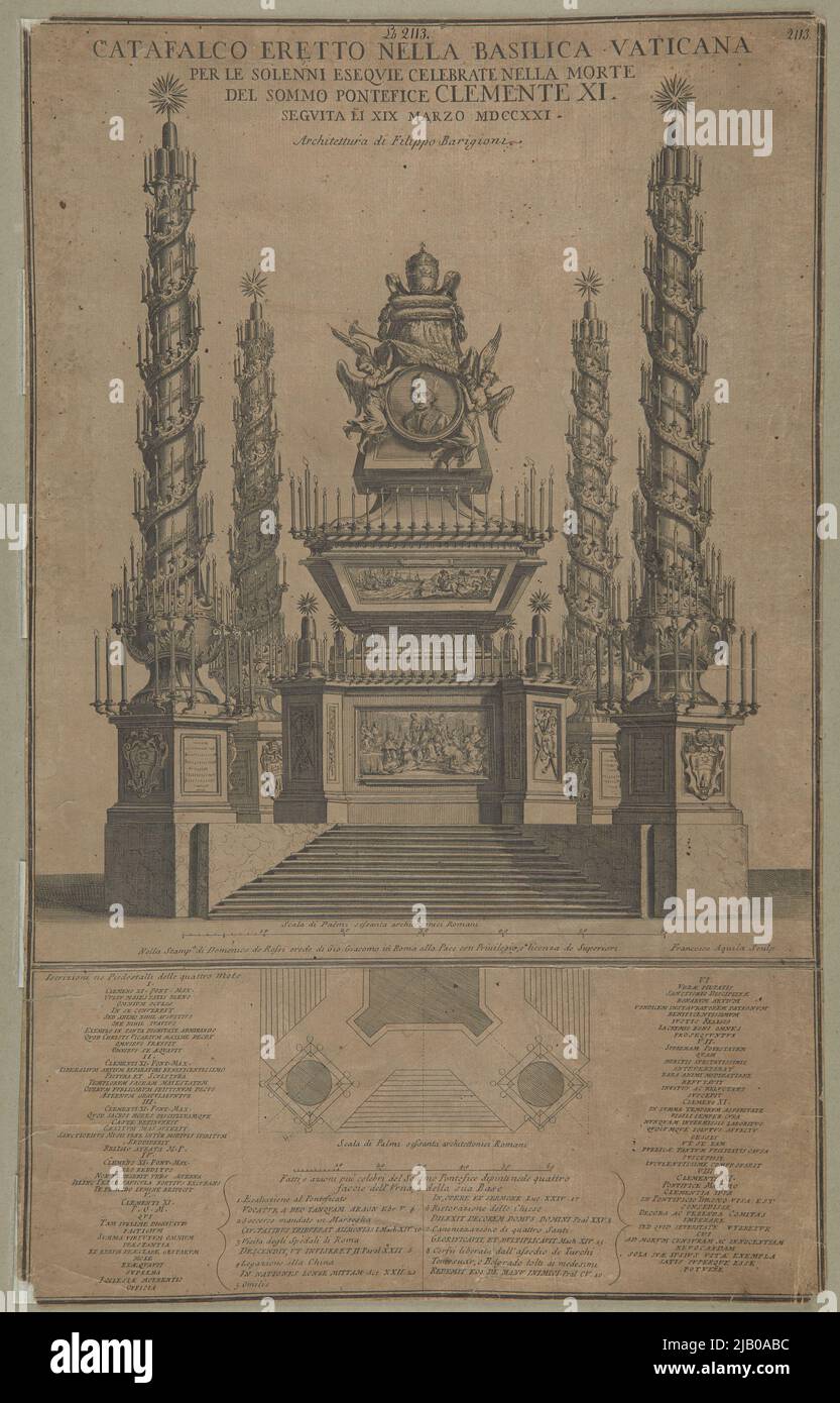 Architectural design catafalk of Pope Clement XI died in 1721, the