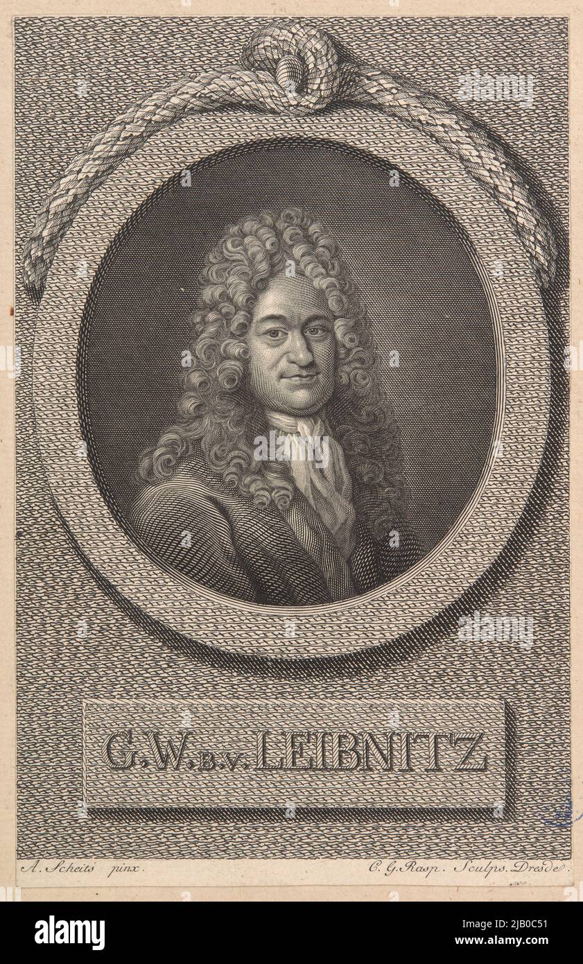 Gottfried Wilhelm von Leibniz (1646 Leipzig  1716 Hanover)  German Historian, Philosopher, Mathematician and Lawyer  G. W. B. V. Leibnitz Rasp, Carl Gottlieb (1752 1807), Scheits, Andreas (1655 1735) Stock Photo