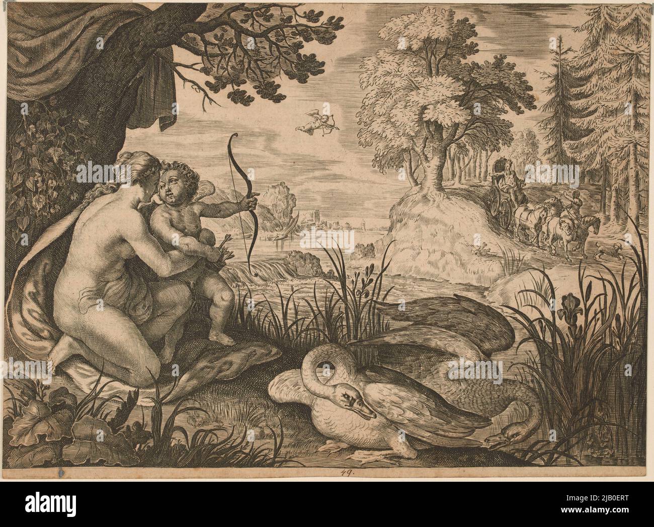 Mythological scene (Venus, Cupid and Pluto unknown, Matham, Jacob (1571 1631) Stock Photo