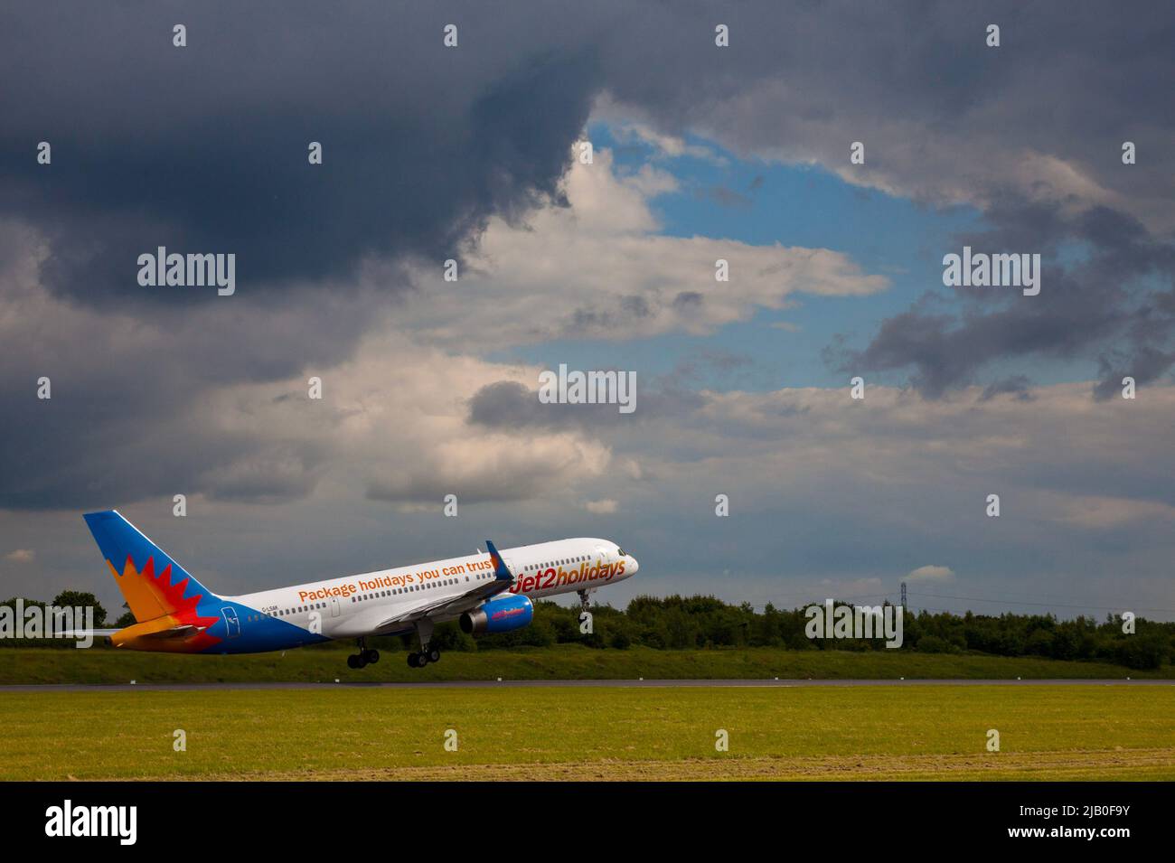 Manchester Airport runway Stock Photo