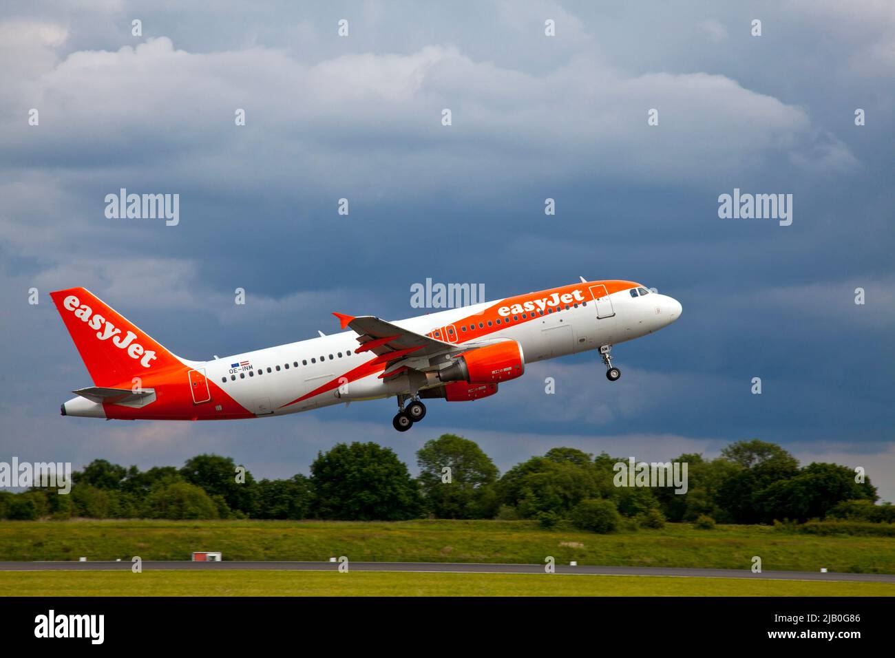 Easy jet plane taking off at Manchester Airport Stock Photo