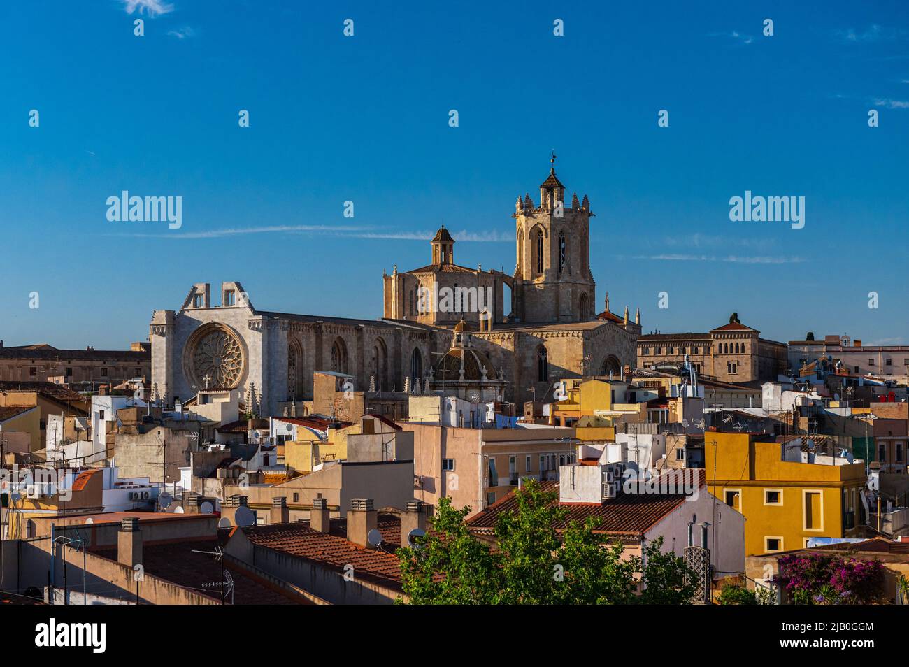 General view of the old medieval city of Tarragona dominated by the