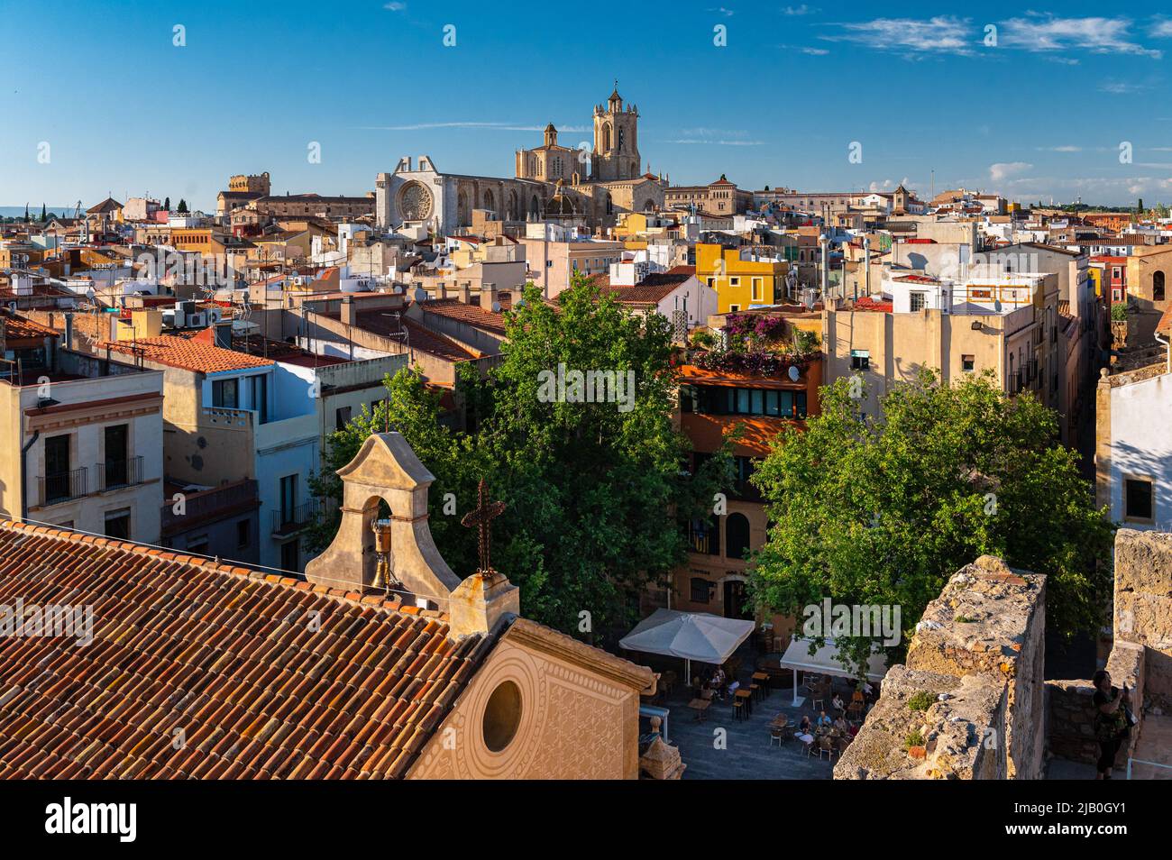 General view of the old medieval city of Tarragona dominated by the
