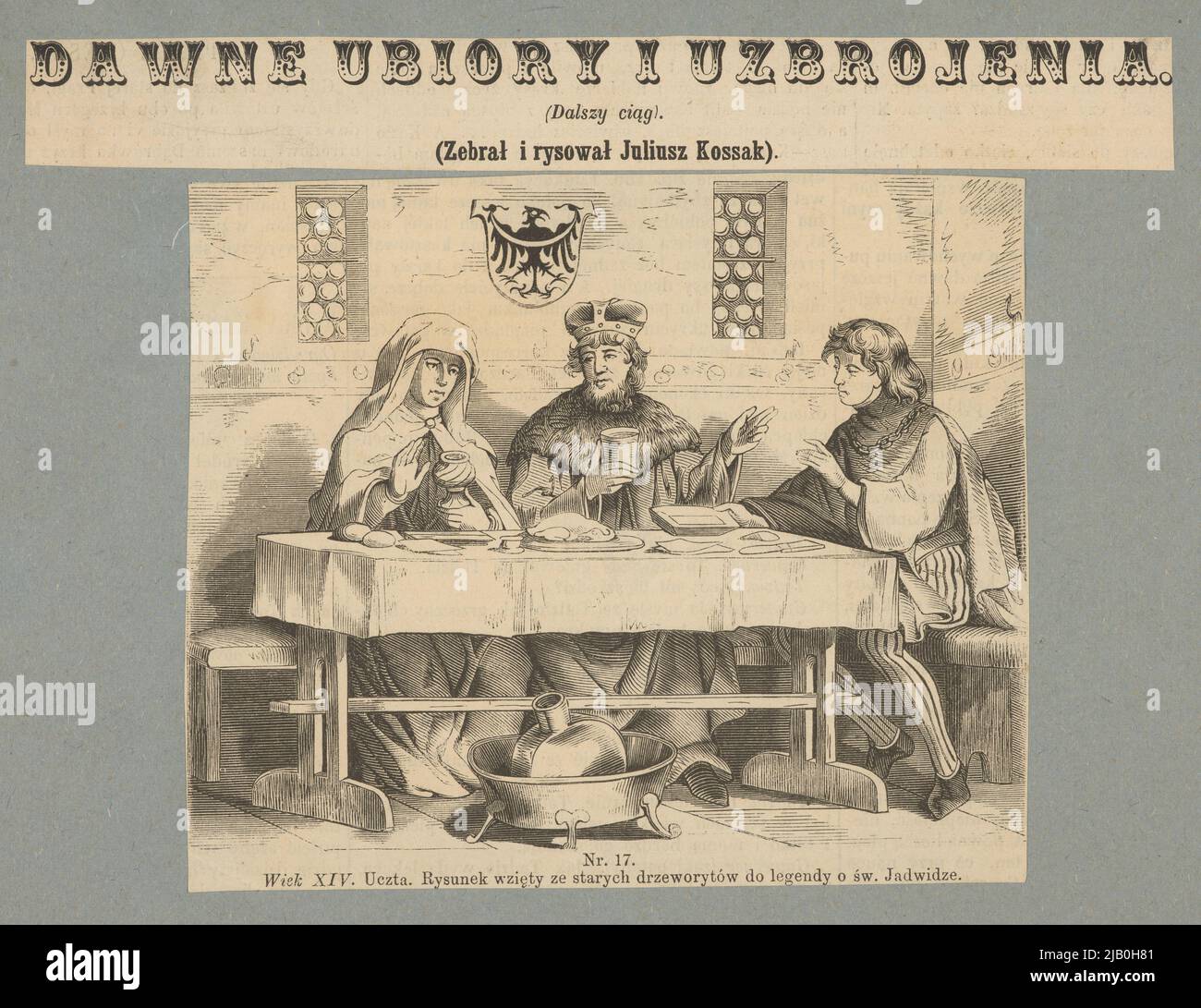 14th century. Feast. Drawing taken from old woodcuts to the legend of