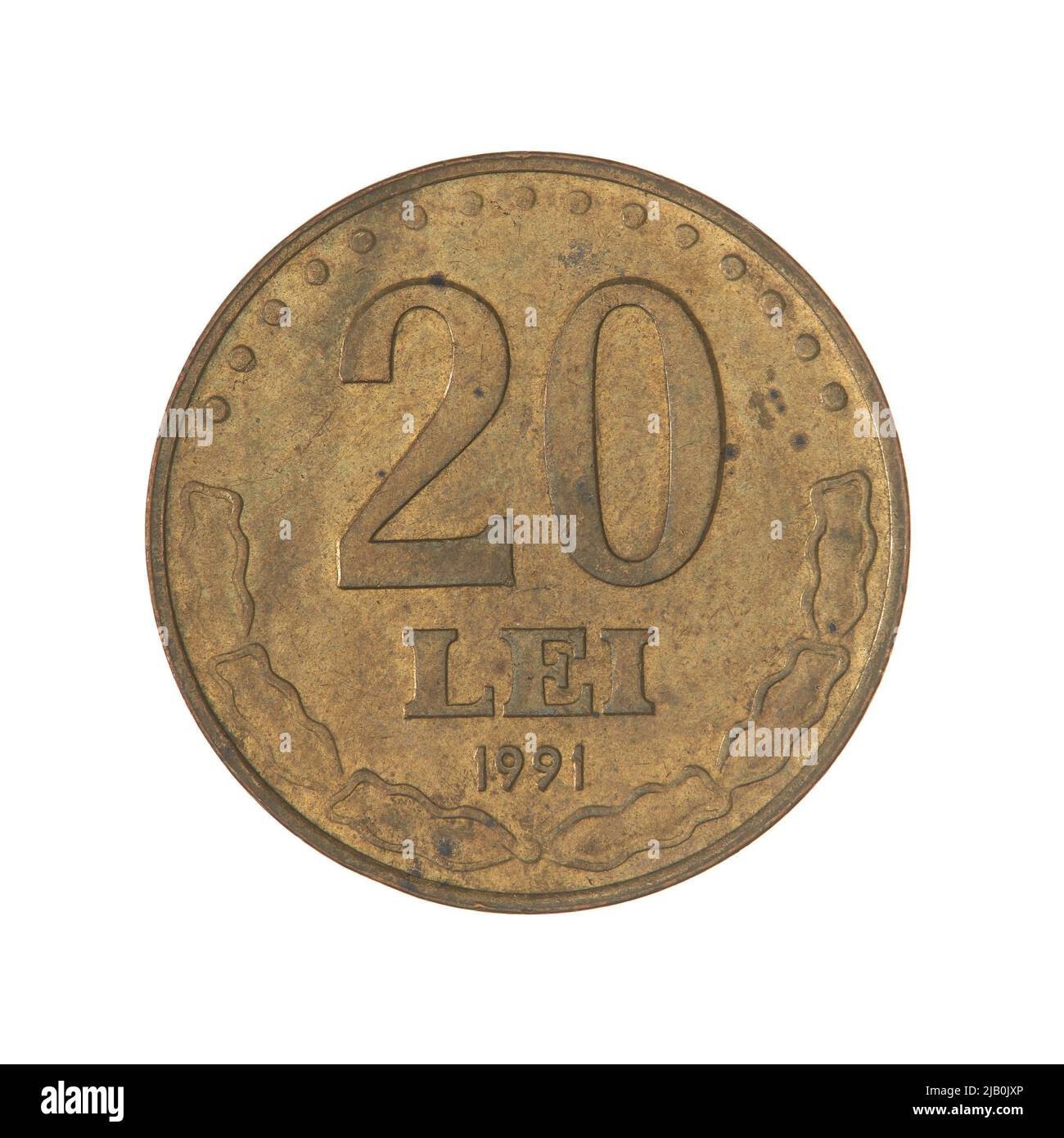 Romania (republic), 20 lei, Bucharest; 1991 Mint of Bucharest, Dumitrescu, Constantin Stock Photo