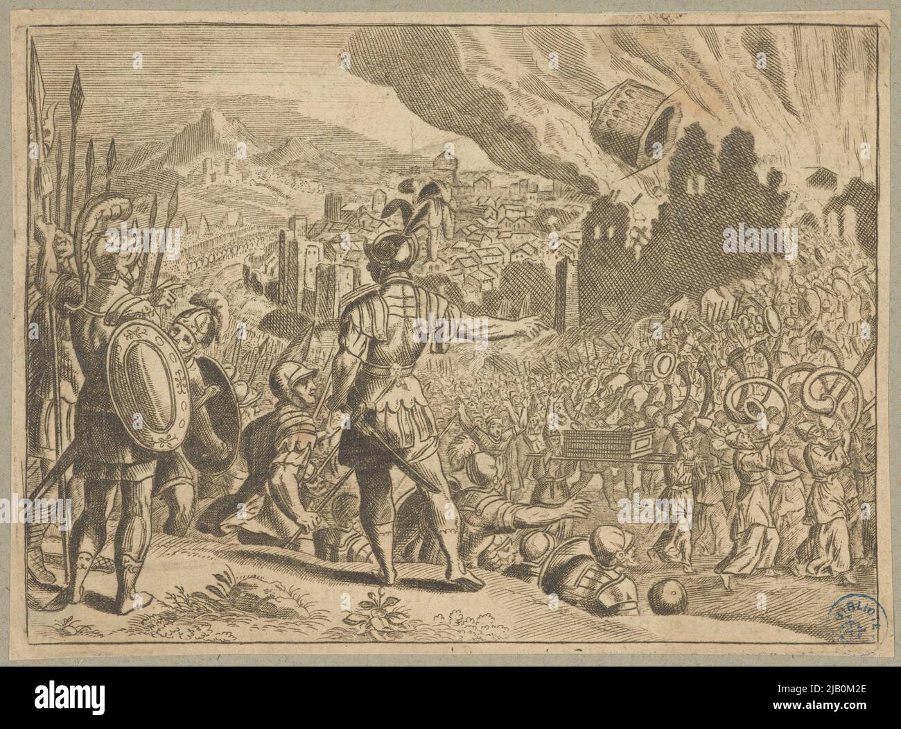 Scene from the Old Testament siege of Jericho (Jericho Trumpets