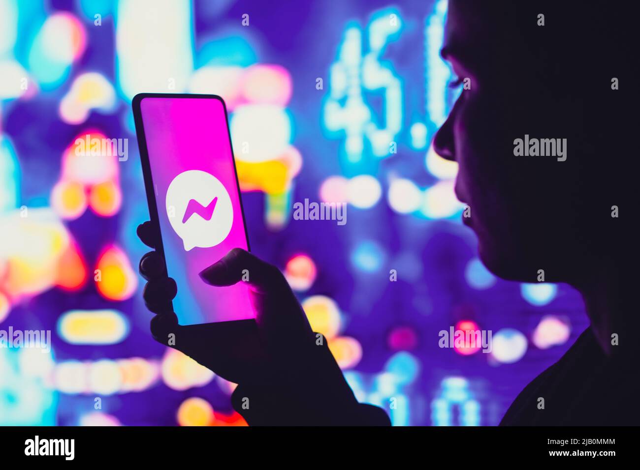 Facebook messenger logo displayed hi res stock photography and images