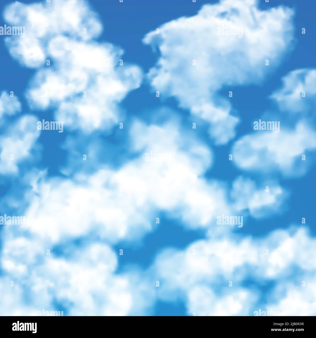 Bright blue sky with white summer fluffy clouds seamless pattern vector ...