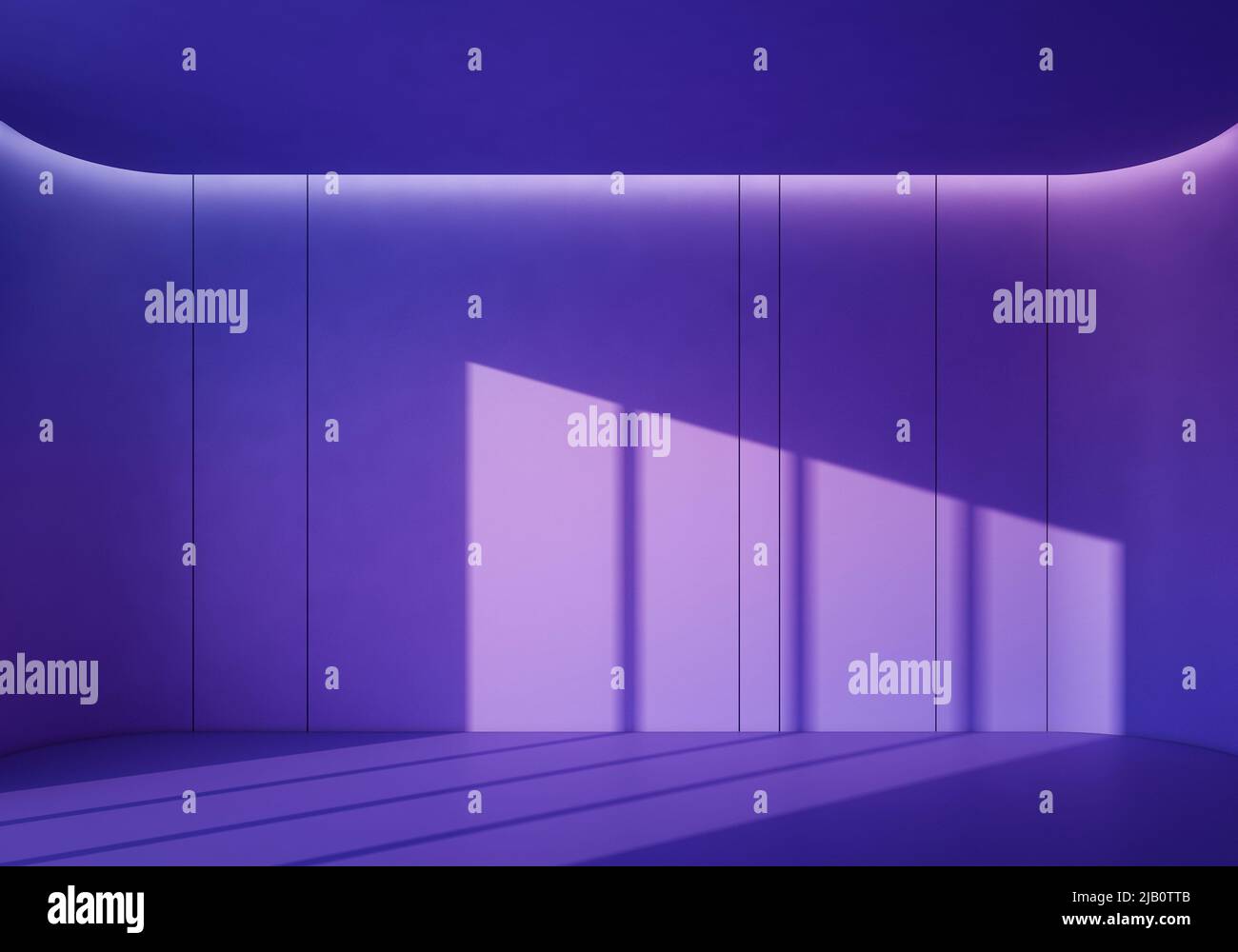 Modern empty room with violet backdrop and shadow of light. 3d render ...