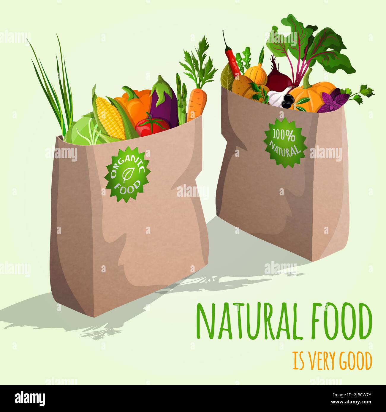 Natural food is very good organic vegetables in paper bag concept