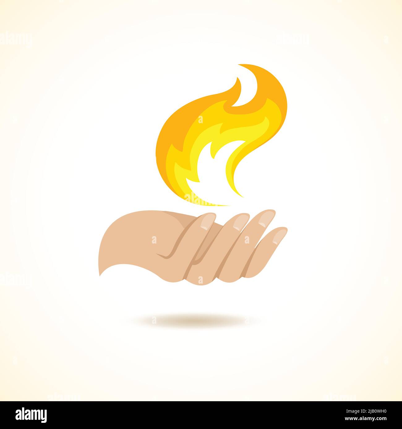 Hands hold fire flame mystery danger creation concept poster vector illustration Stock Vector