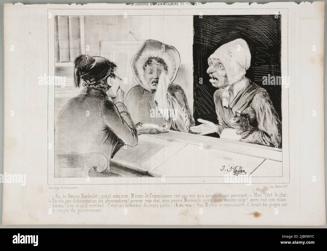 Faith of a woman Bardoulet, what is my name The government's account, litografia z serii The office of the police commissioner W: the charivari Aubert et Cie (Fl. CA 1840 1860), platier, Jules (Fl. CA 1840 1850) Stock Photo