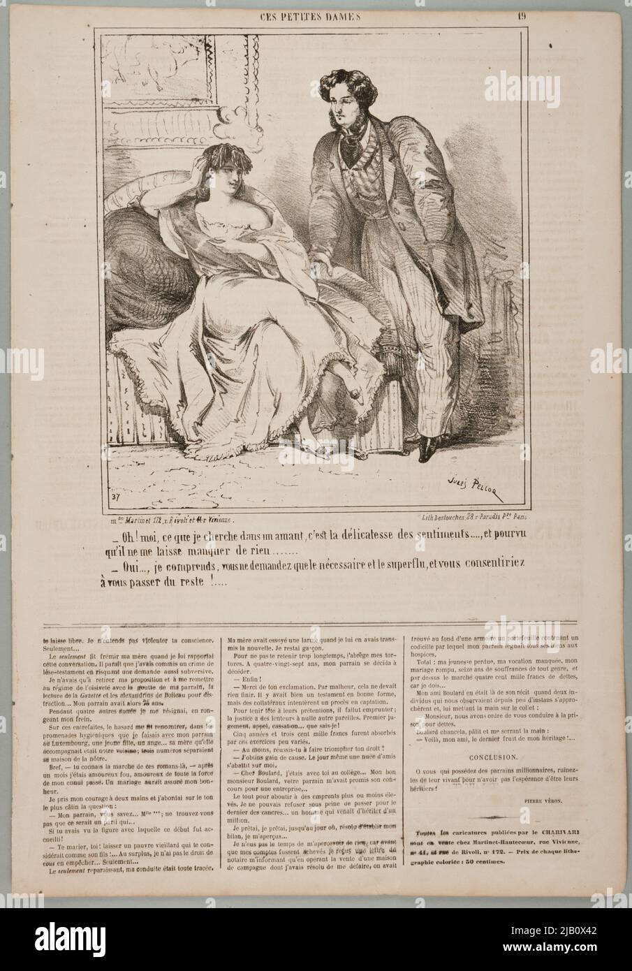 Oh! Me, what I am looking for in a lover . and you would agree to do without the rest! , litografia z serii these little ladies w: the charivari Pelcoq, jules (18 .. 18 ..) fl. 3. I 4th Were Xix W., Zak Ad Lotographiczny: destinces, maison martinet Stock Photo