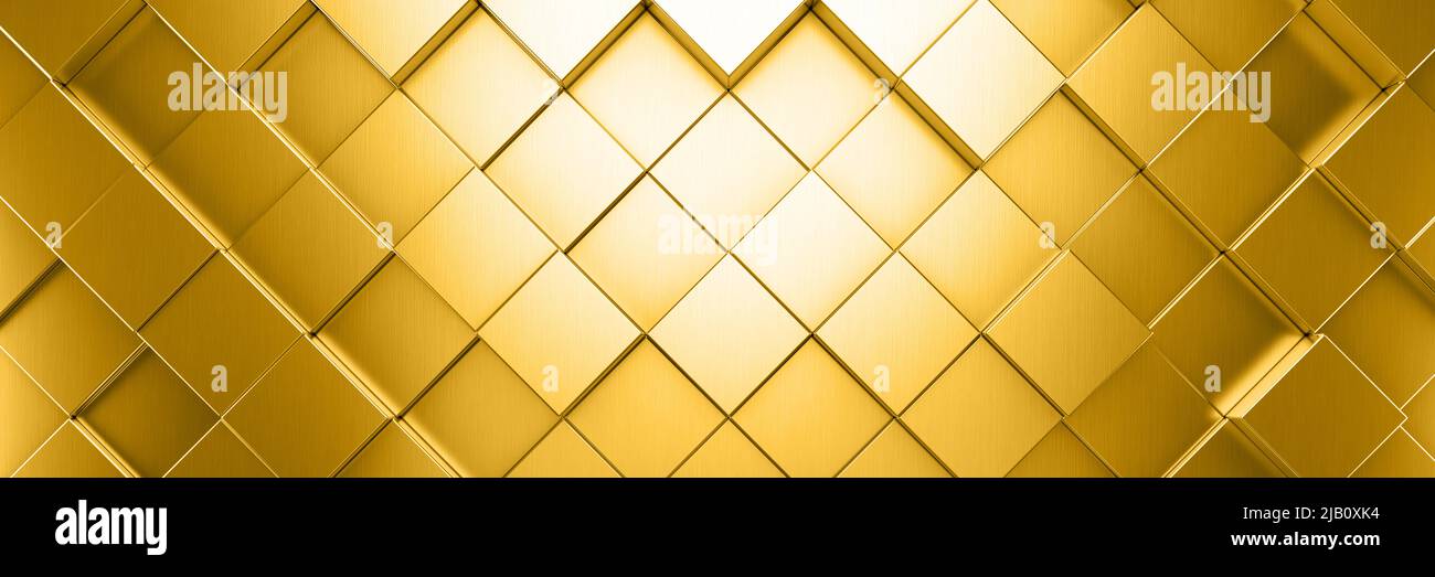 Gold metallic honeycomb and hexagon background pattern. 3d rendering Stock Photo
