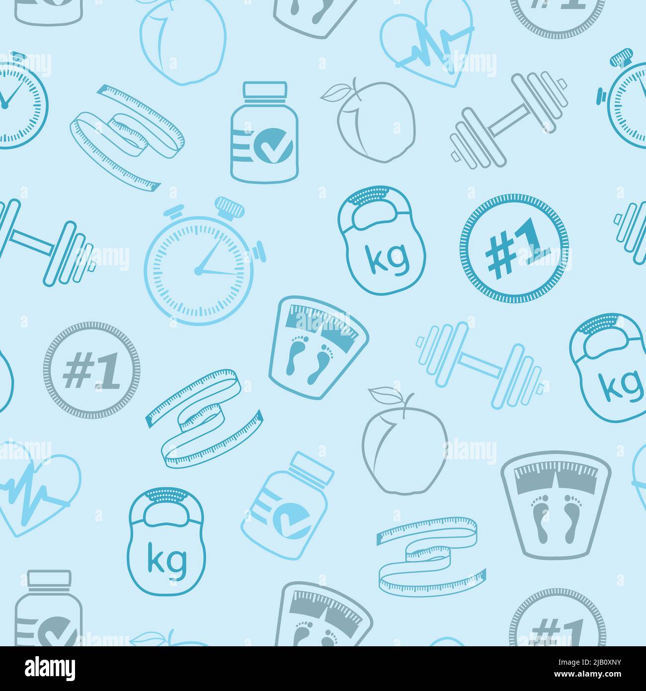 Seamless fitness accessories background pattern flat isolated vector ...