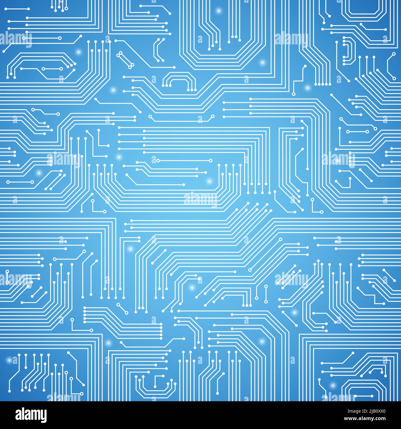 Computer circuit board bright blue seamless pattern vector illustration ...