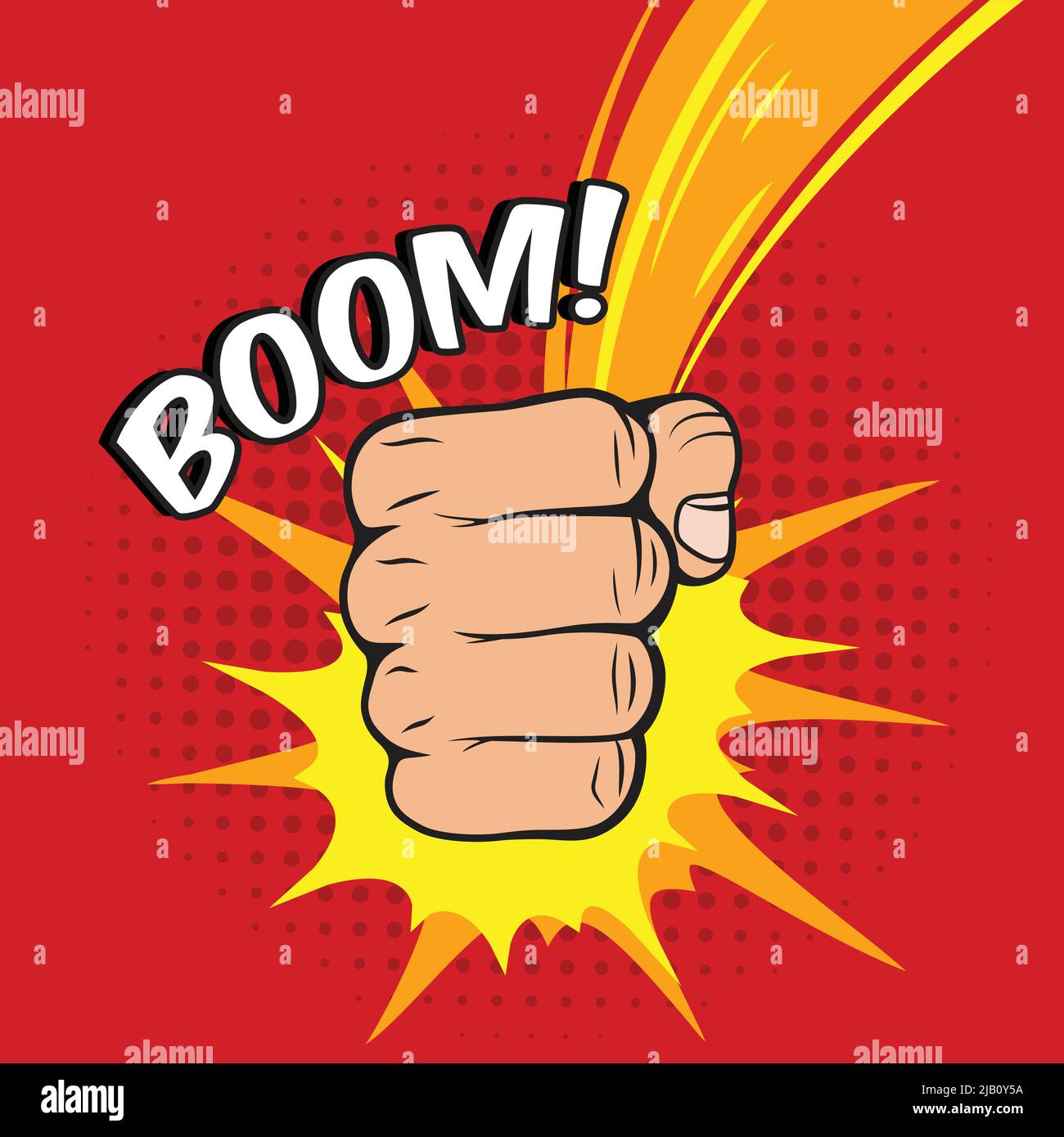 Clenched power fist boom pow abstract hit vector illustration Stock