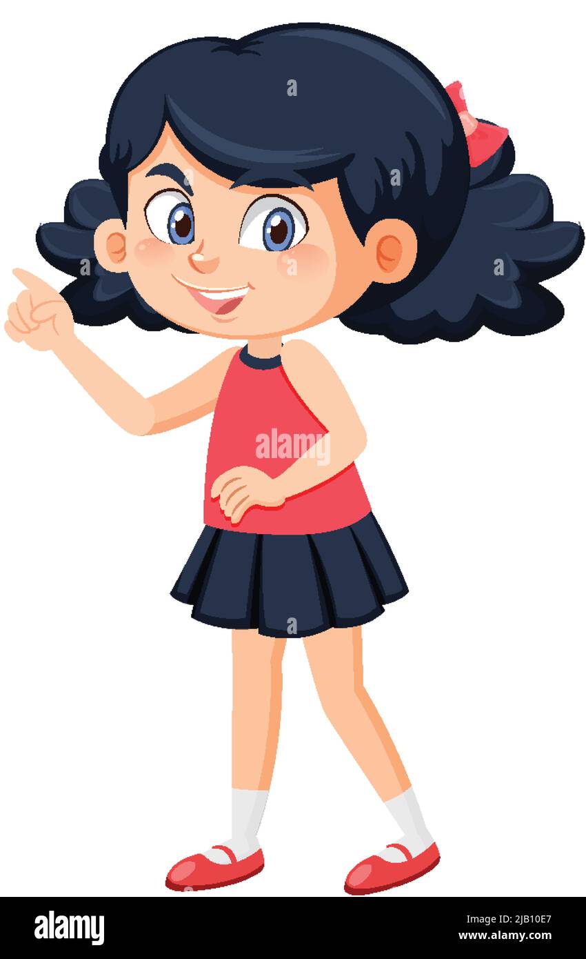 Cute girl with curly hair cartoon illustration Stock Vector Image & Art