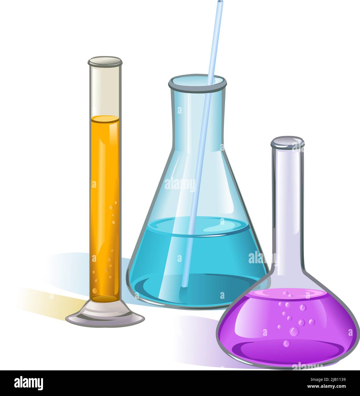 Laboratory set of flasks glassware with tube and cork concept vector