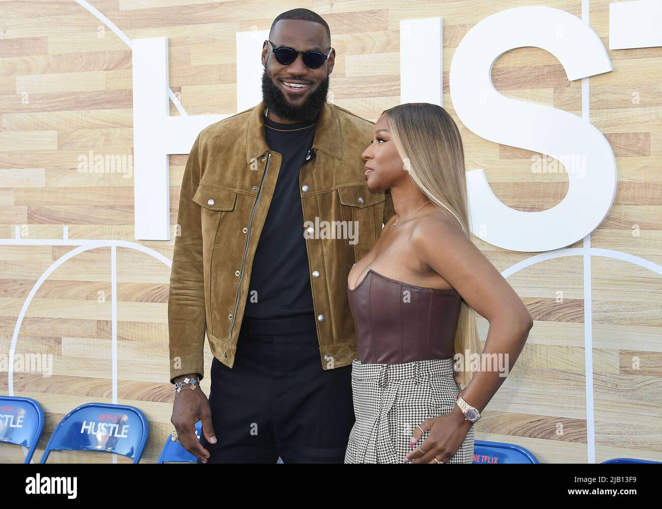 (L-R) LeBron James and Savannah James arrives at Netflix's HUSTLE Los ...