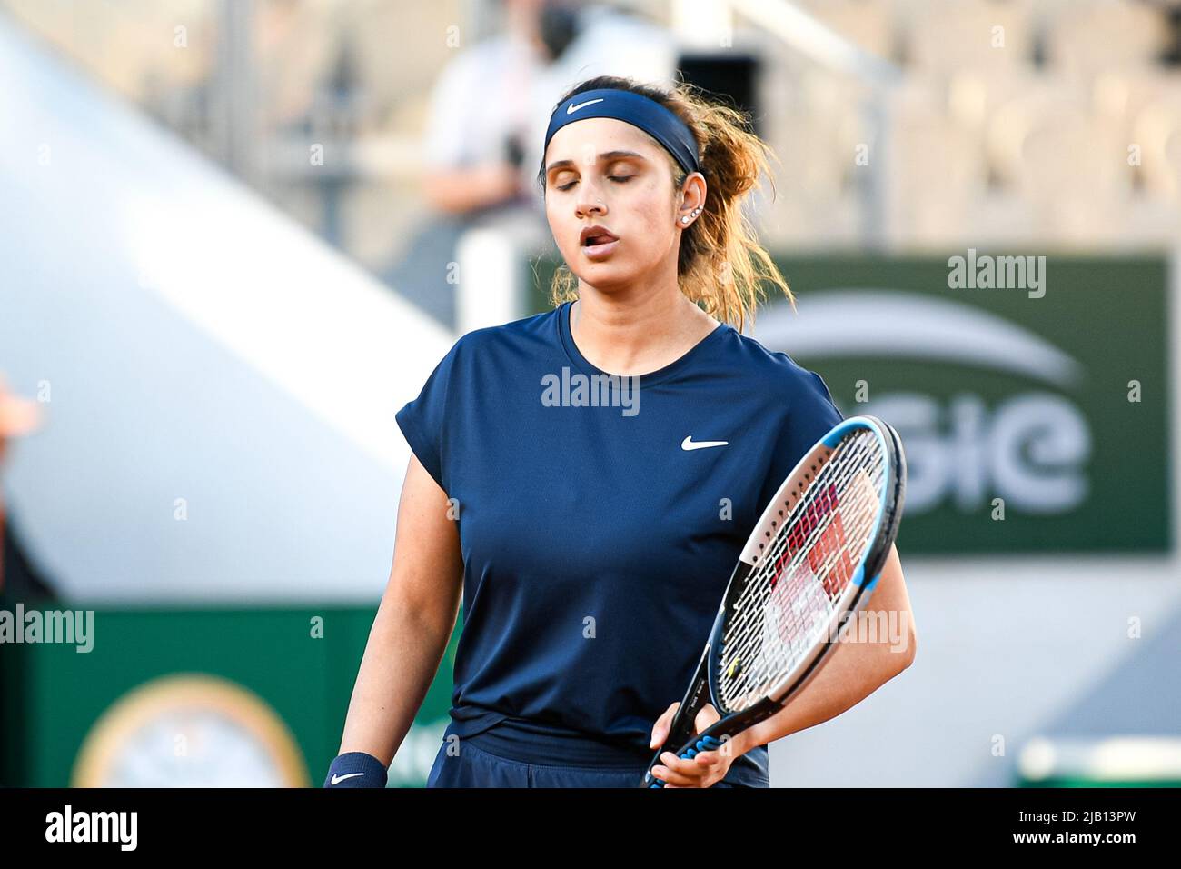 Sania Mirza of India during the French Open, Grand Slam tennis tournament on May 31, 2022 at Roland-Garros stadium in Paris, France - Photo: Victor Joly/DPPI/LiveMedia Stock Photo
