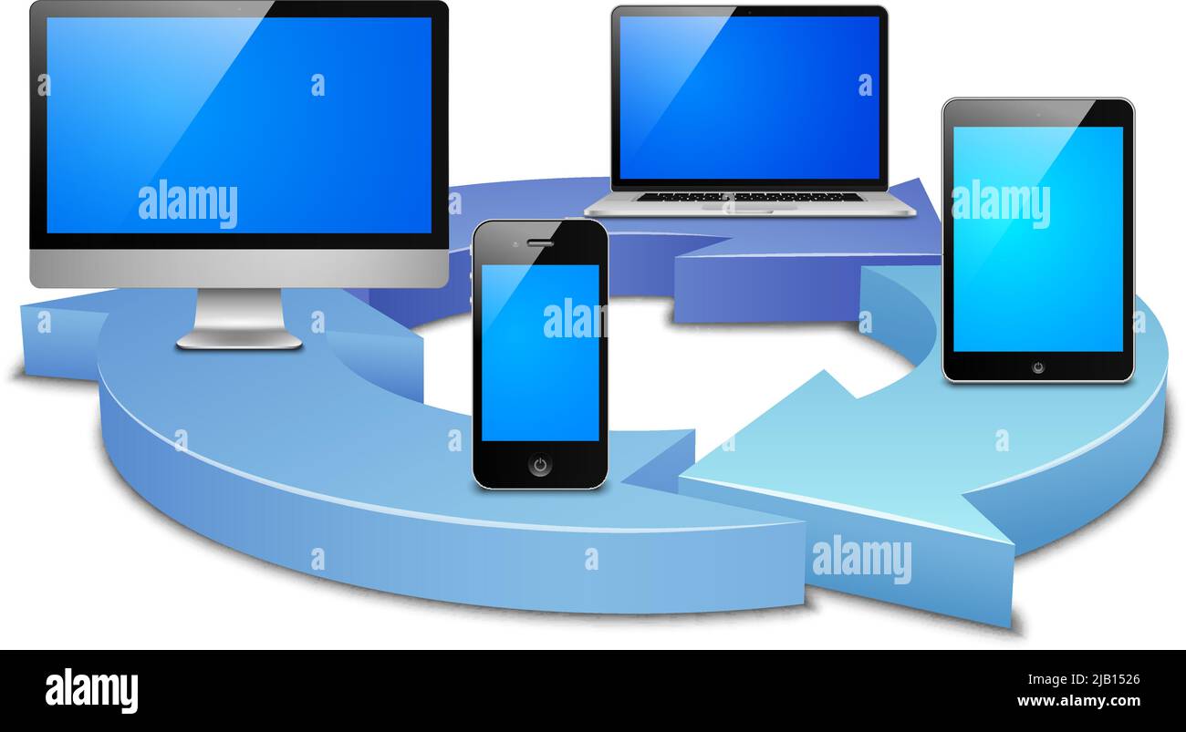 Digital sync of devices in the cloud vector illustration Stock Vector