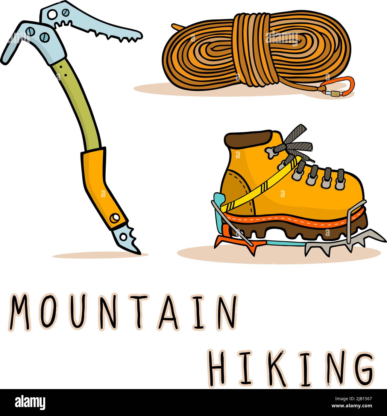 Mountain hiking equipment icons set vector illustration Stock Vector