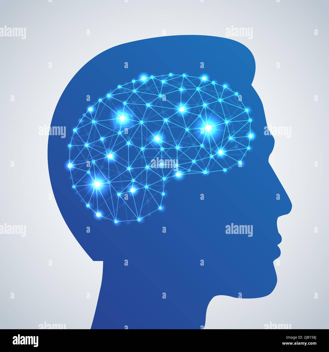 Brain network head technology poster vector illustration Stock Vector