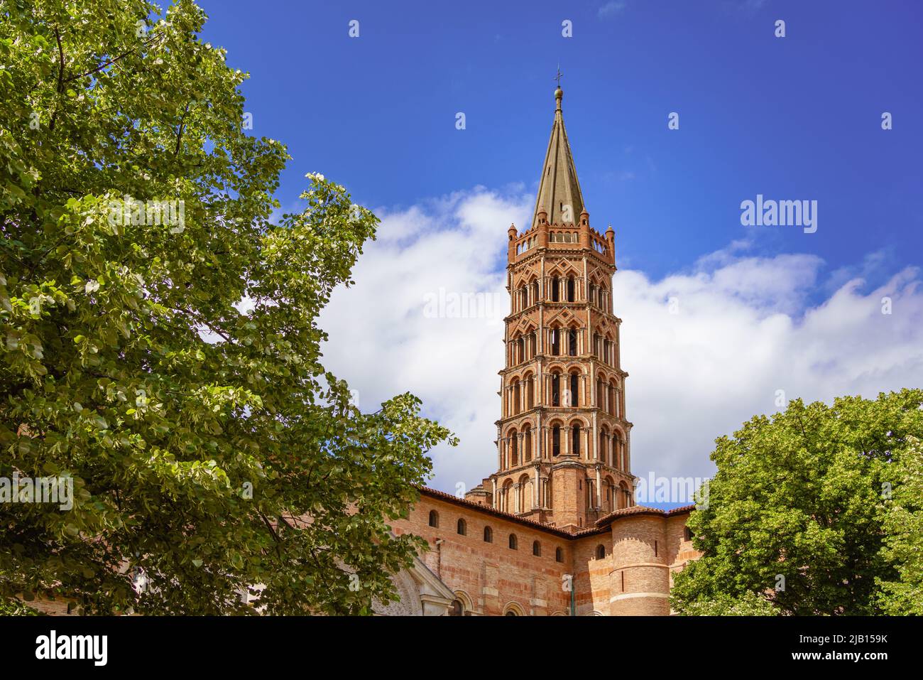 Toulouse, France. Exterior view of Basilica de Saint-Serninwhich claims to be the largest Romanesque building that remains Stock Photo