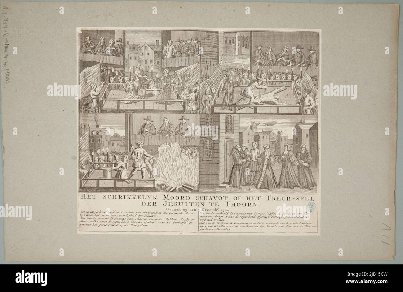 The leap of murder  Schavot, or the Treur Plus der Jesuiten in Thoorn  A Team of Illustrations Relating to the So Called Toruń Case of 7.12.1724, and Execution at Protestants. unknown Stock Photo