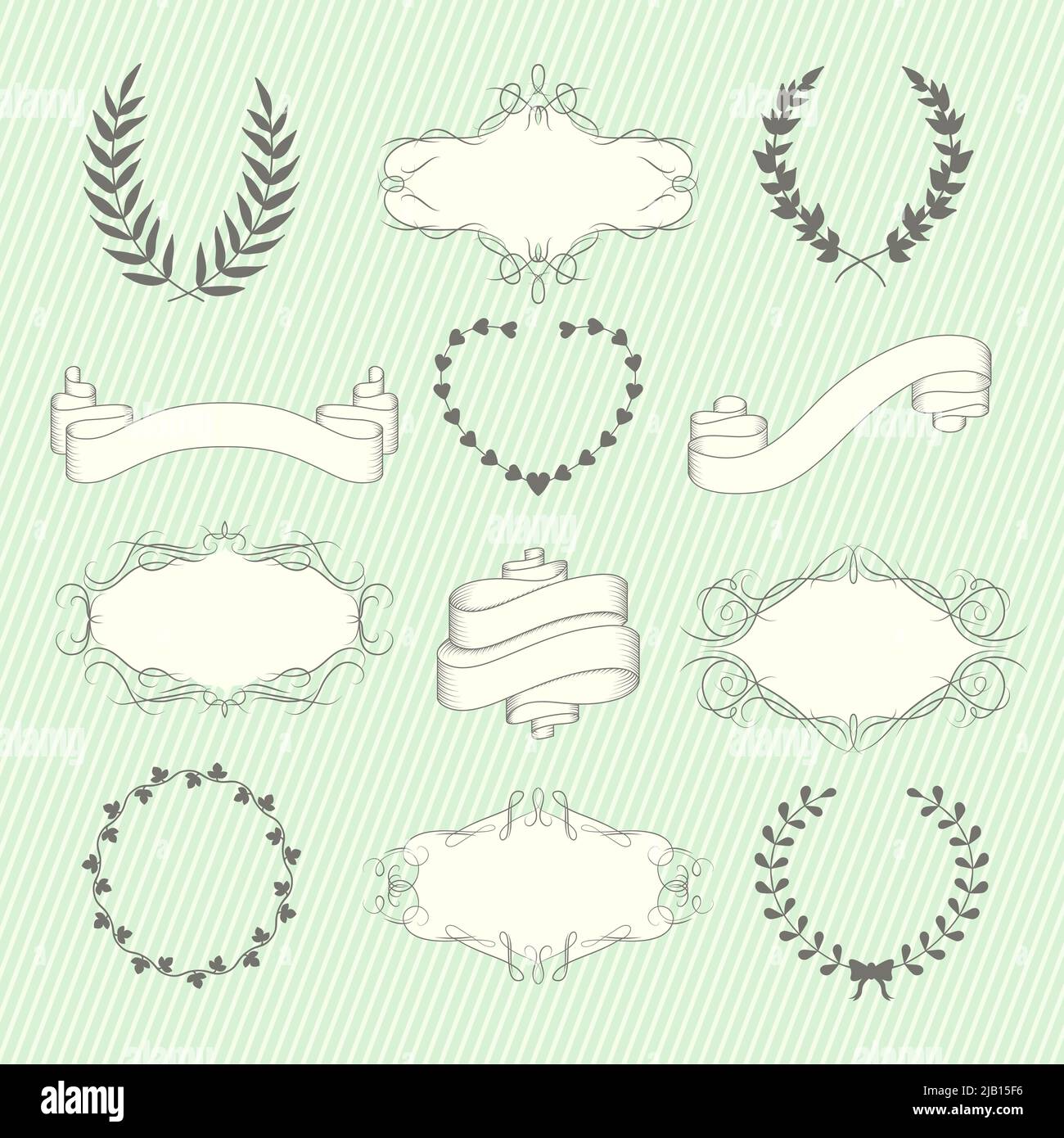 Wedding decorative elements set vector illustration isolated Stock ...