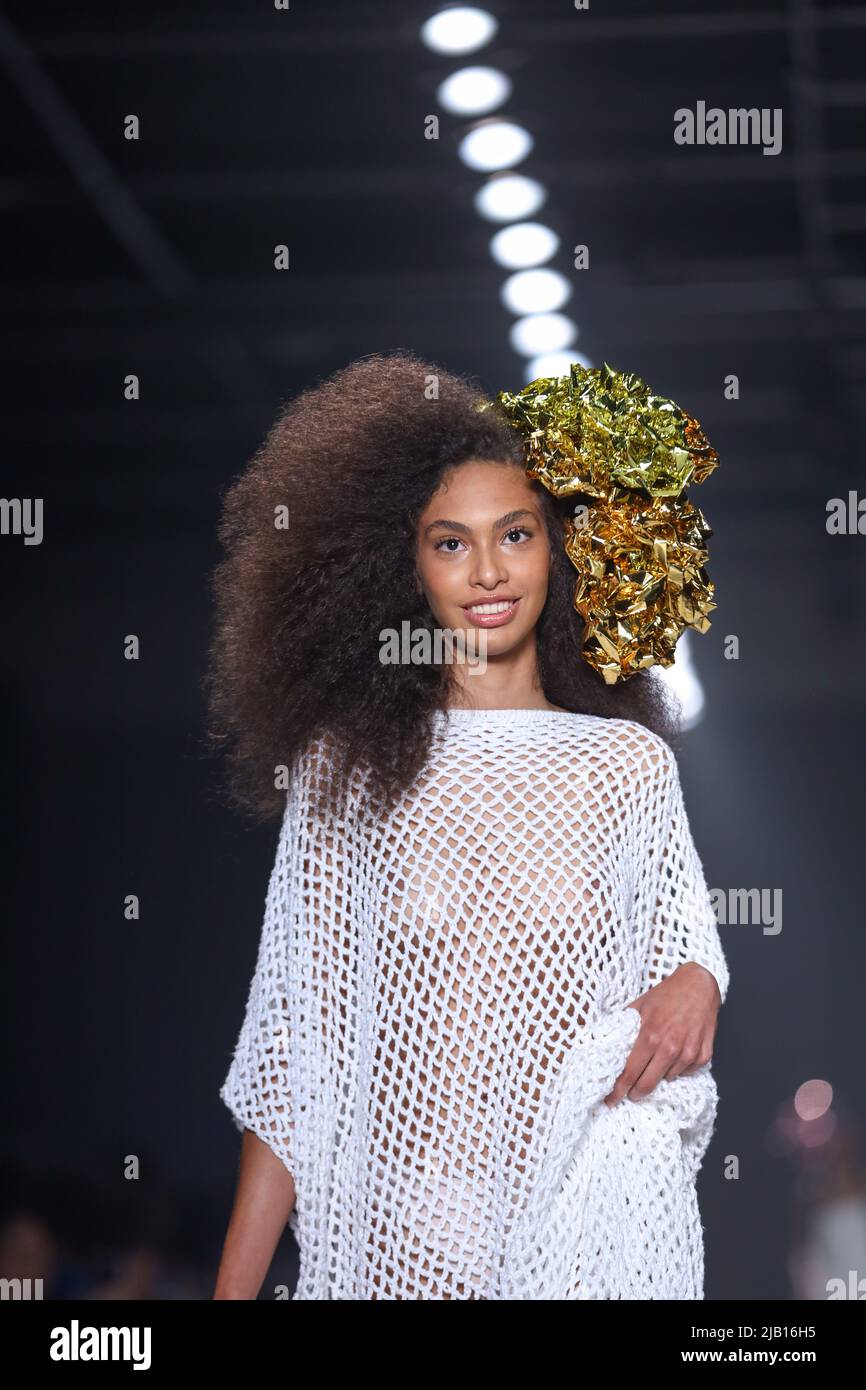 Sao Paulo, Brazil. 1st Jun 2022. Model during the Ponto Firme Project at  Sao Paulo Fashion Week (SPFW) at Senac Lapa Faustolo in Sao Paulo. (Photo:  Vanessa Carvalho/Brazil Photo Press) Credit: Brazil