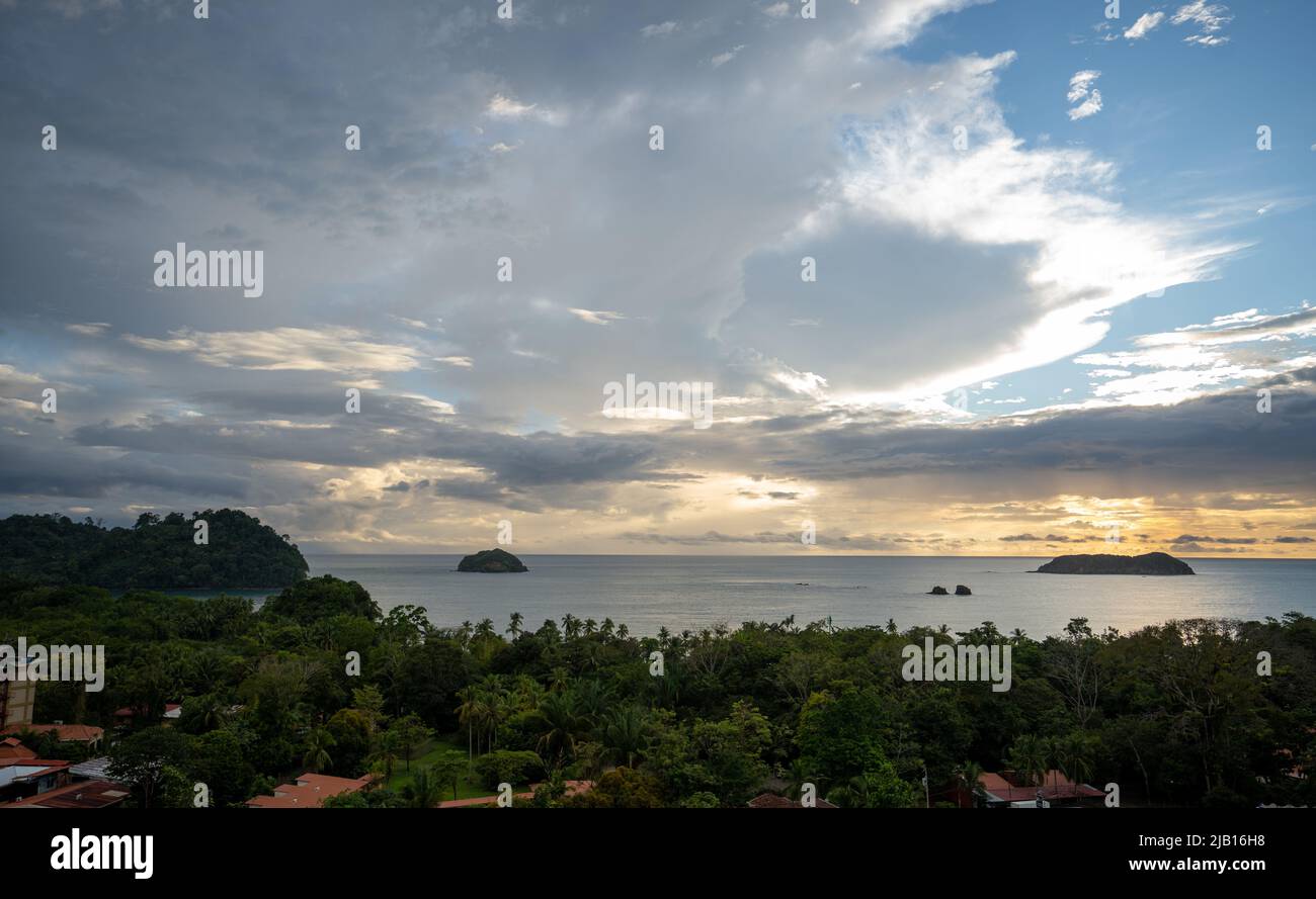 Landscape in Manuel Antonio Beach Costa Rica beach sunset sky Stock