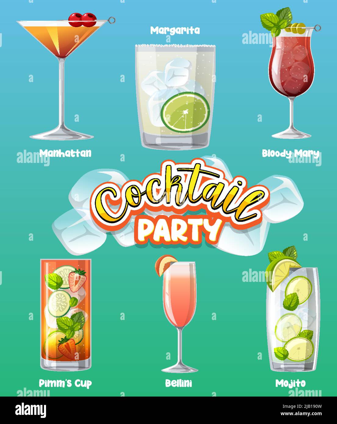 Cocktail party menu banner illustration Stock Vector Image & Art Alamy