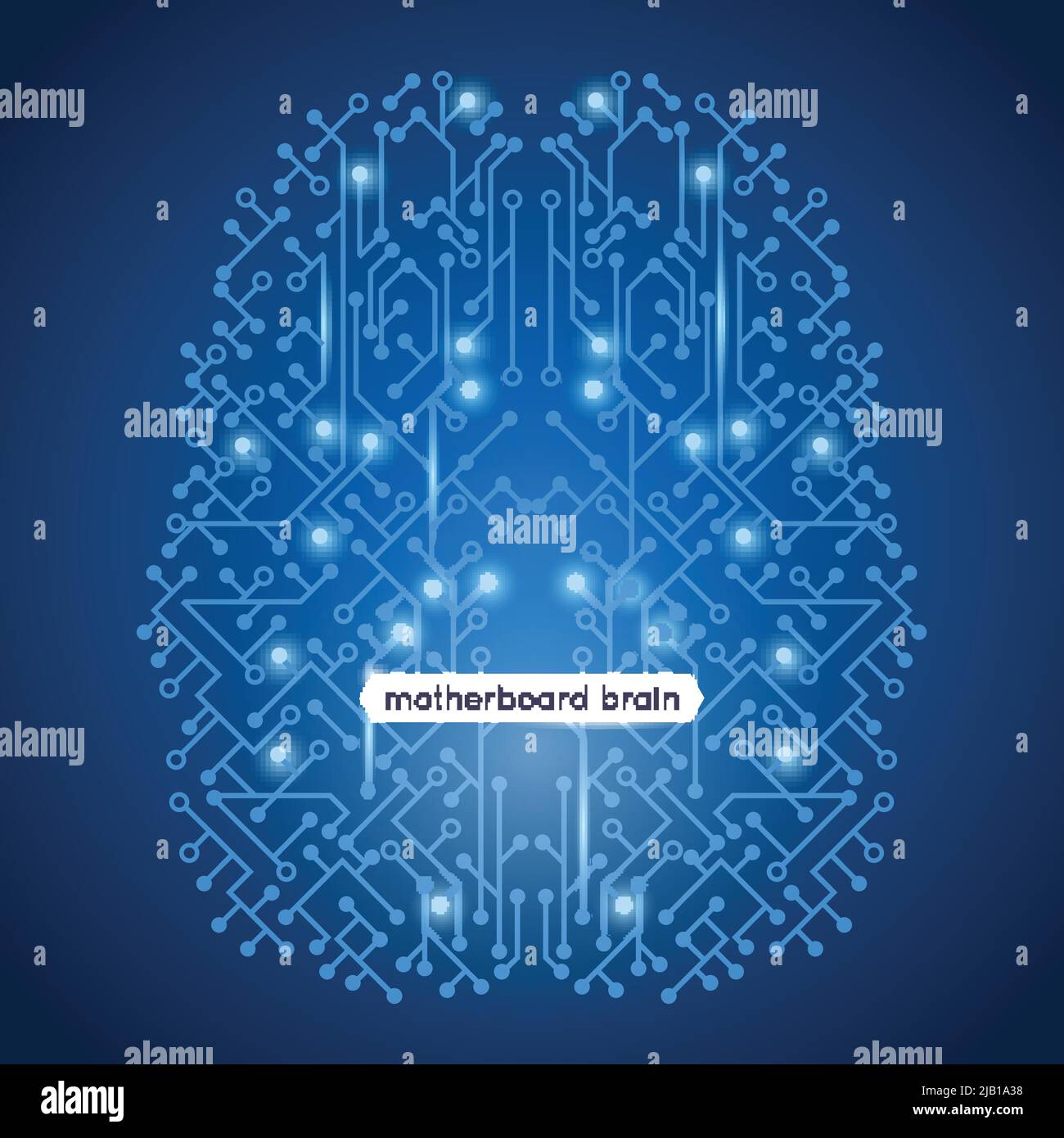 Computer circuit motherboard in brain shape technology and artificial intelligence concept vector illustration Stock Vector