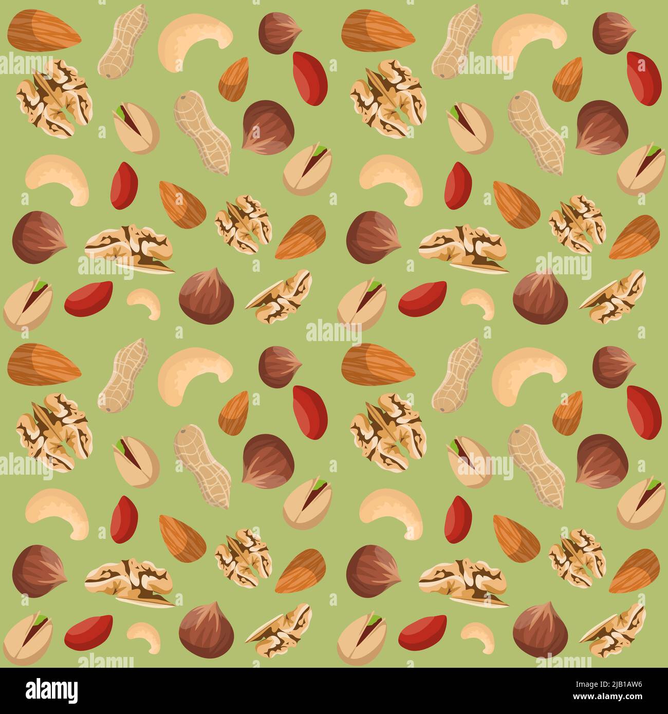 Nut mix seamless pattern of dried peanut walnut hazelnut pistachio ...