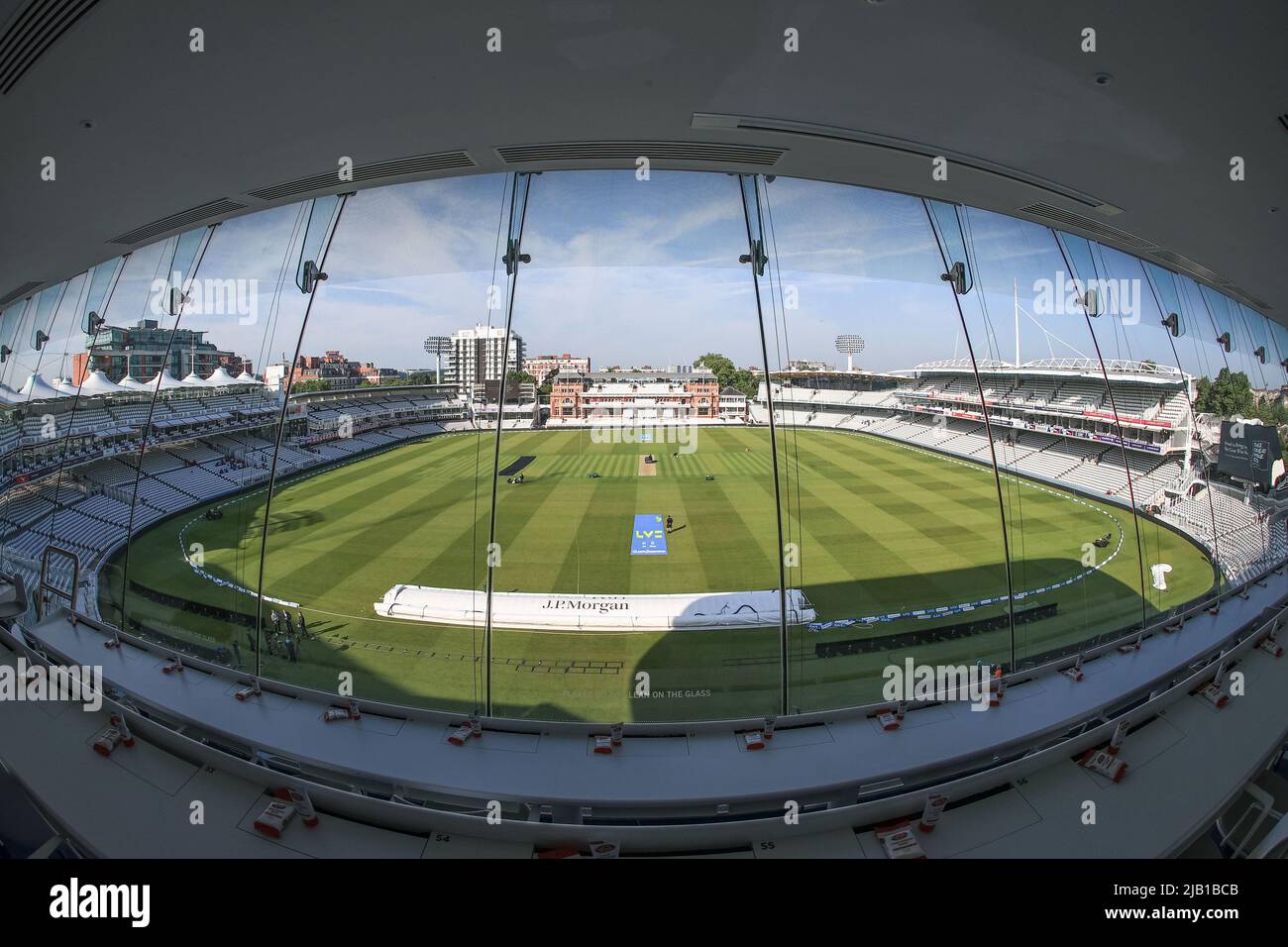 A general view of Lords from the Media Centre Stock Photo