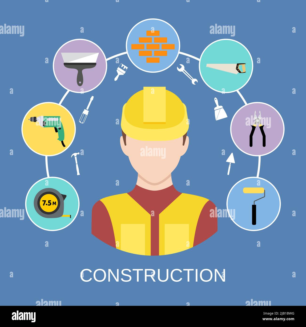 Engineer silhouette avatar and builder and construction industry
