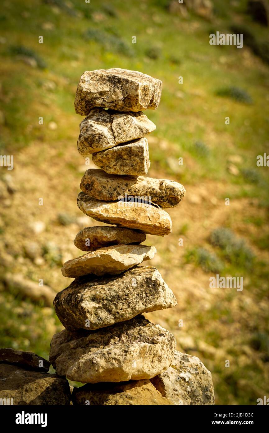 Rock balancing in the nature Stock Photo