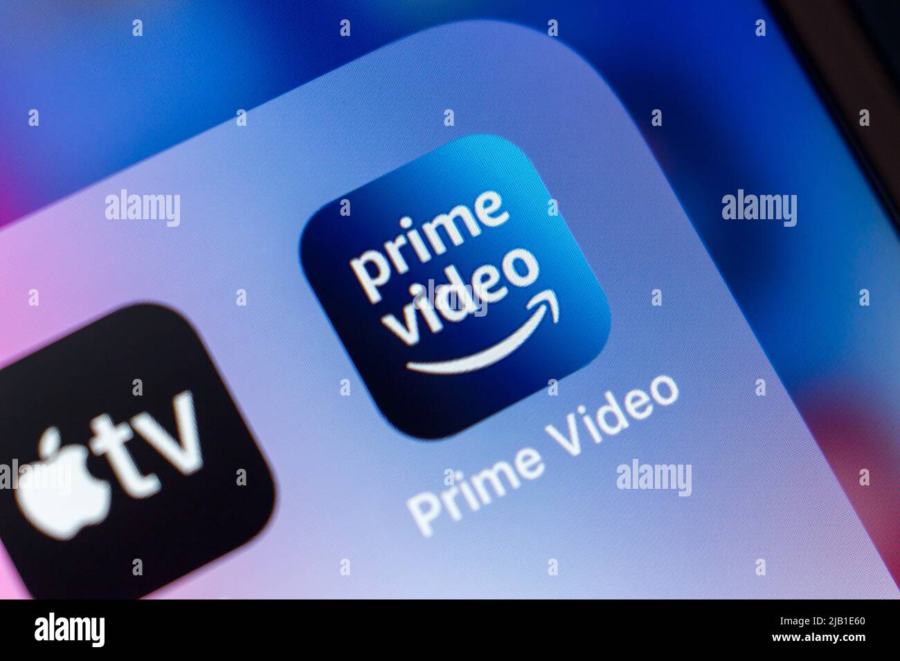 Kumamoto, JAPAN - Apr 20 2021 : Amazon Prime Video app, subscription video on-demand over-the-top streaming and rental service of Amazon, on iPhone. Stock Photo