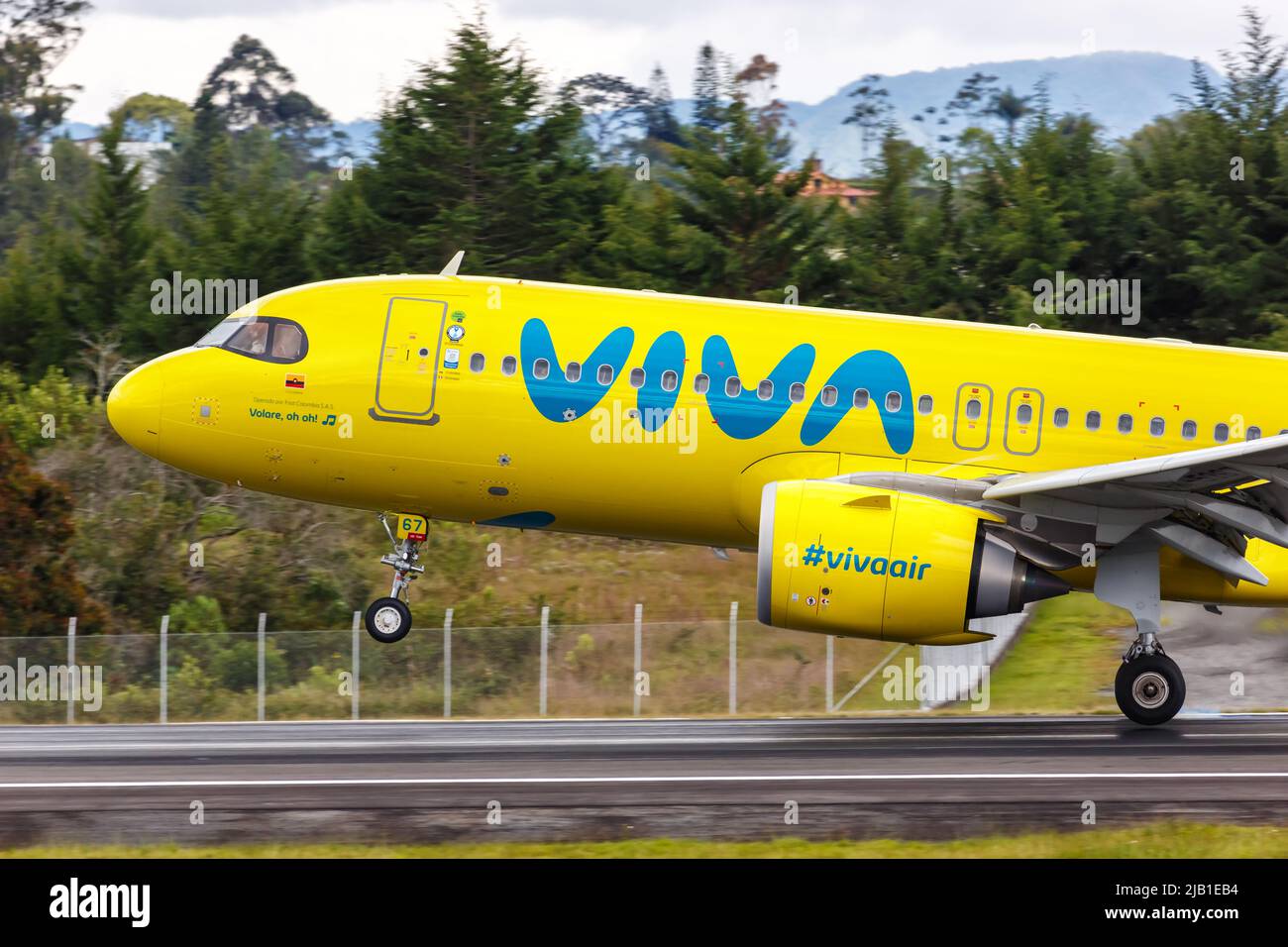 Medellin, Colombia - April 19, 2022: Vivaair Airbus A320neo airplane at Medellin Rionegro airport (MDE) in Colombia. Stock Photo