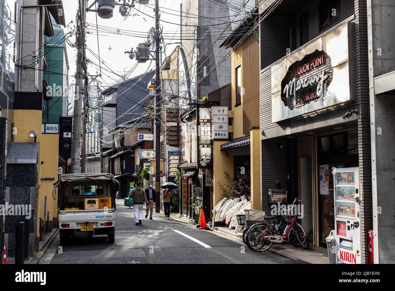 Gion, Kyoto, JAPAN Apr 3 2021 A back alley in Gion downtown area