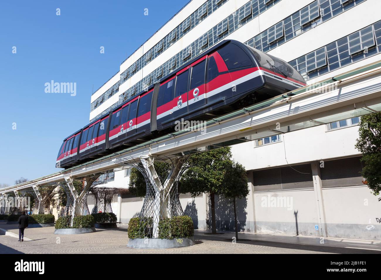 Venice, Italy - March 20, 2022: People Mover Venezia at Piazzale Roma public transport in Venice, Italy. Stock Photo