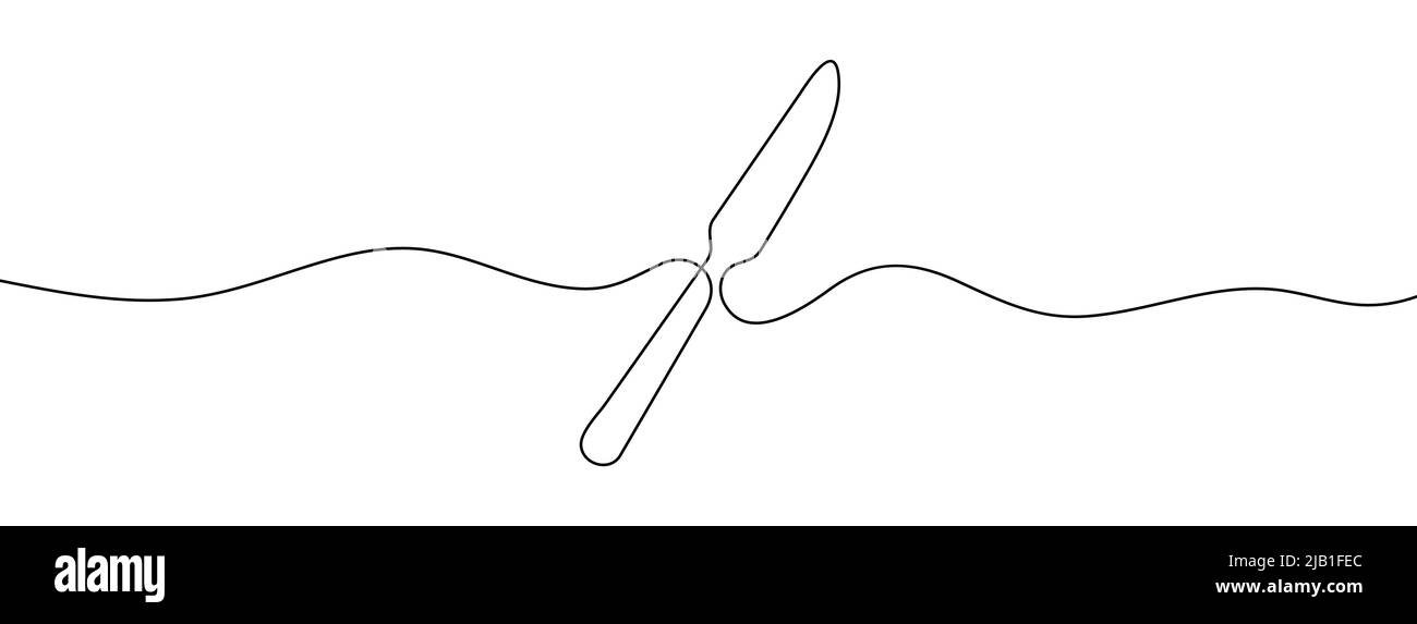 Knife line background. One continuous line drawing of knife. Vector ...