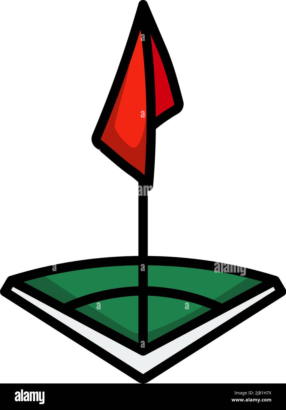 Icon Of Football Field Corner Flag. Editable Bold Outline With Color