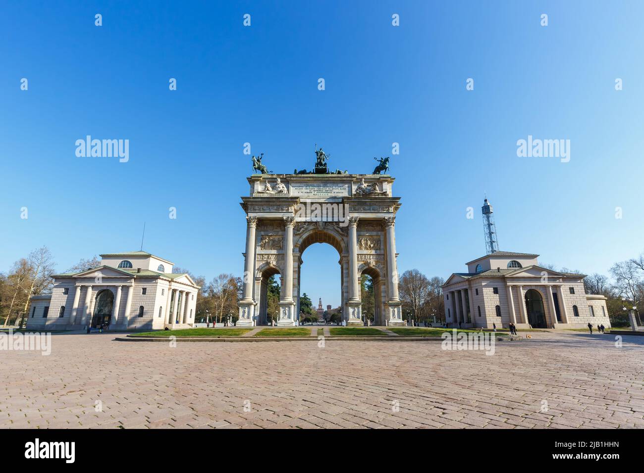 Milan Arco Della Pace Milano peace triumphal arch gate travel traveling town city in Italy Stock Photo