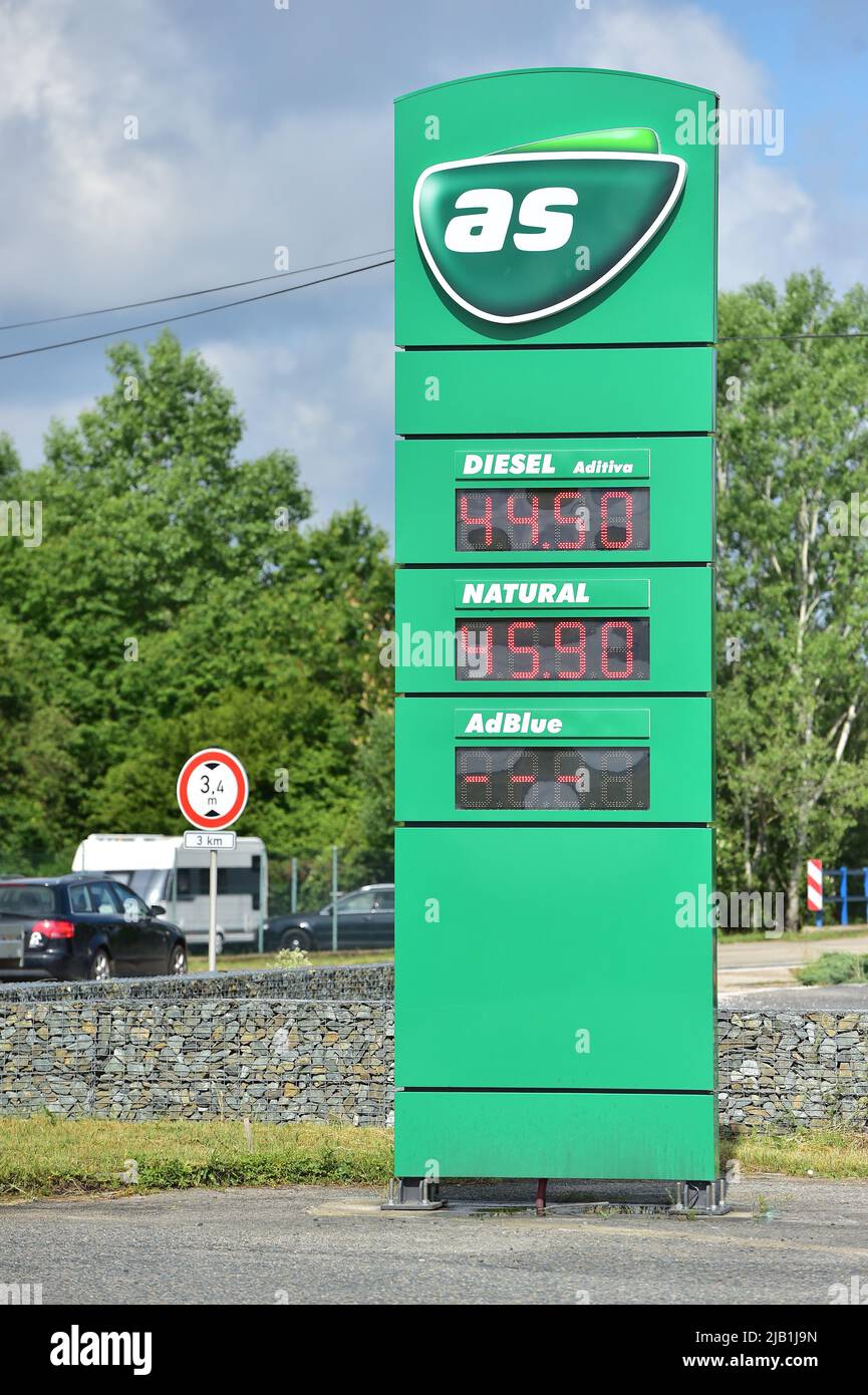 Kostice, Czech Republic. 02nd June, 2022. Czech fuel prices have